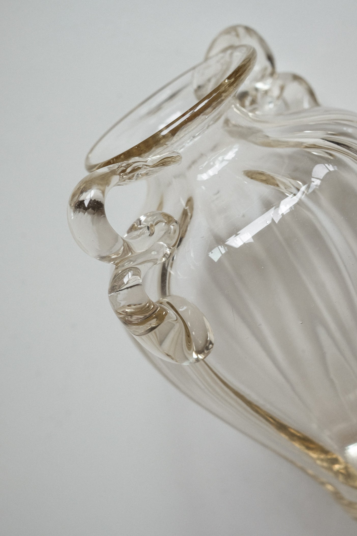 Elegant Handcrafted Glass Vase with Decorative Handles — view 9