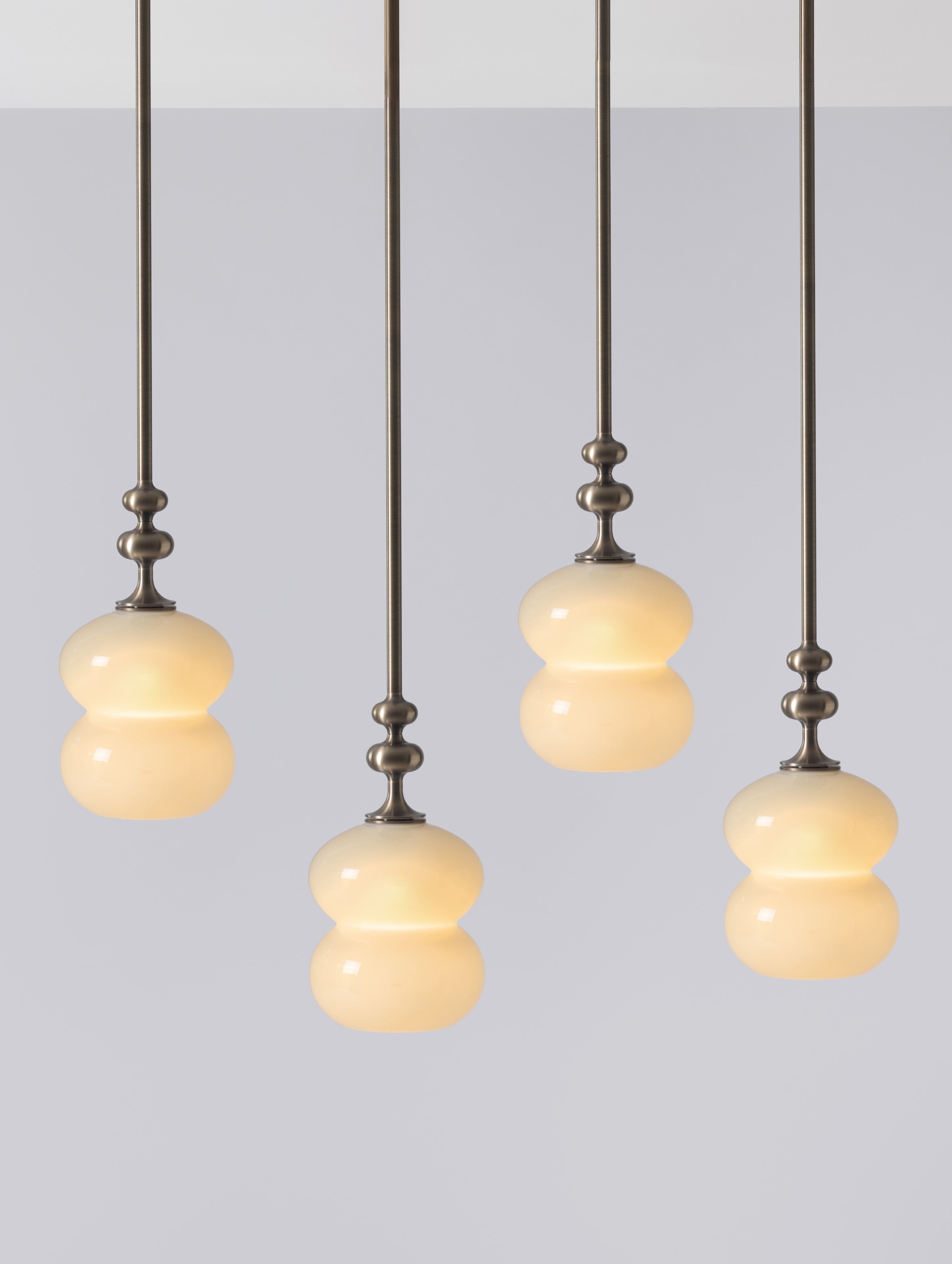 SkLO + AvroKO Oestre Pendant - Light Beige glass, Antique Brass finish by SkLO | The Oblist