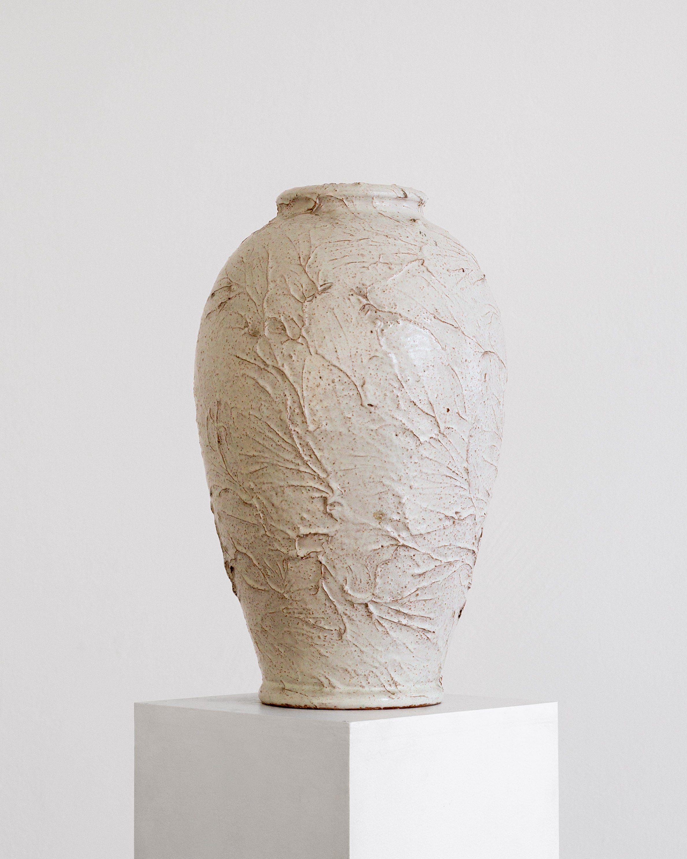 Large Textured Ceramic Vase by Spigel | The Oblist — handcrafted off-white finish