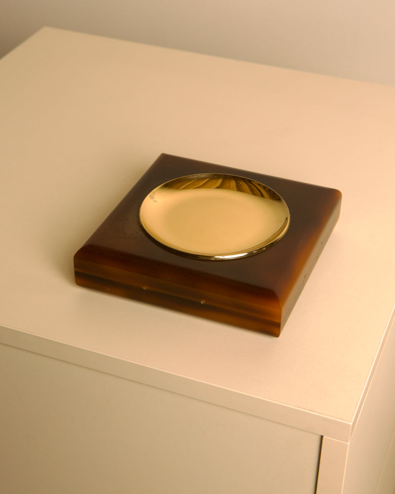70's Italian Resin Tortoise Shell Effect Valet Tray by Treaptyque | The Oblist — resin, brown, vintage