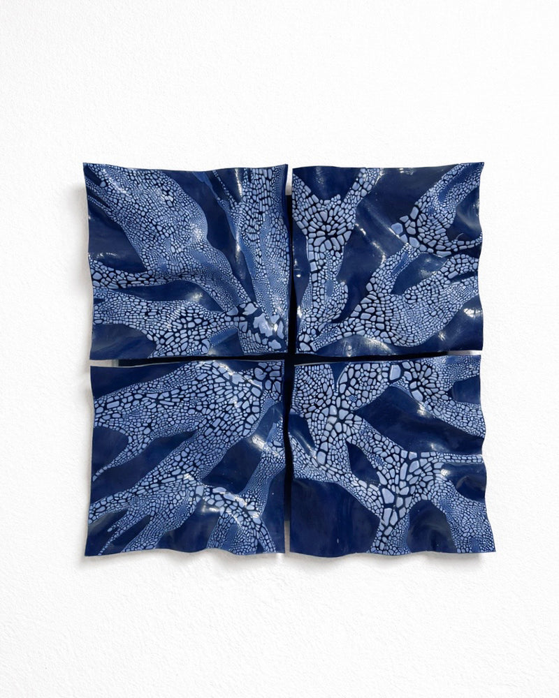 Blue Ceramic Wall Sculpture by Astrid Öhman | The Oblist — handcrafted, navy color