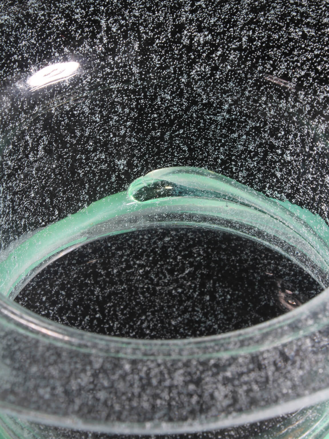 Monica Backström "Athena" Mint-Green Bubbles Art Glass Vase, For Kosta Boda — detail view