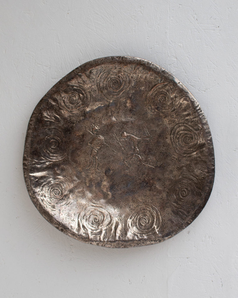 Bragalini Wall Art with Spiral Relief Motif in Hammered Metal by Malata Antwerp | The Oblist