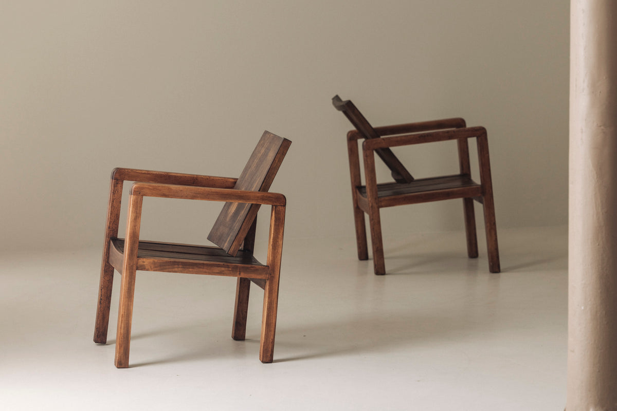 Pair of French Modernist Mahogany Armchairs, 1950s — view 10