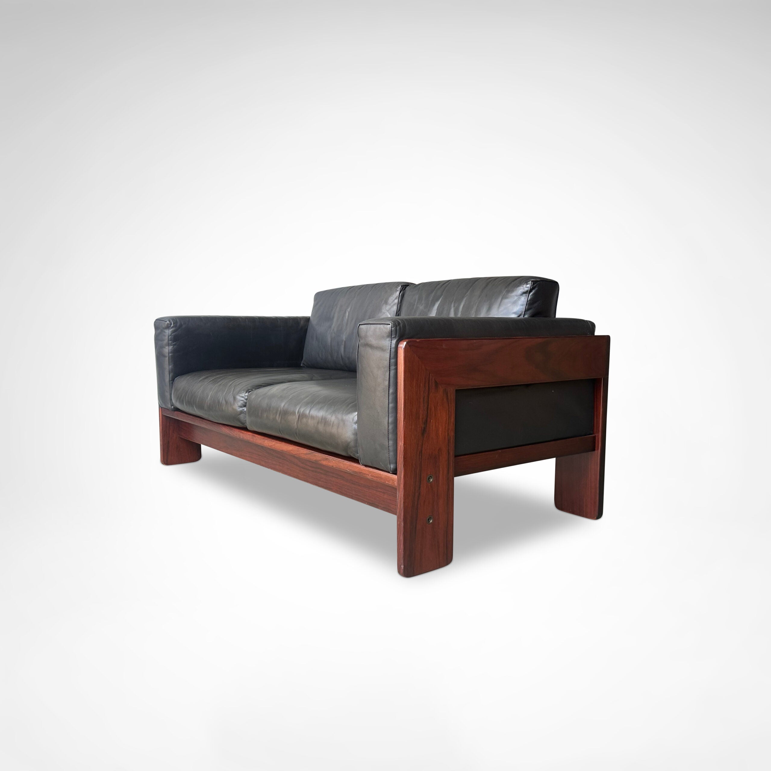 Bastiano 2-Seater Rosewood and Leather Sofa by Afra & Tobia Scarpa for Knoll International, 1980s — lifestyle setting