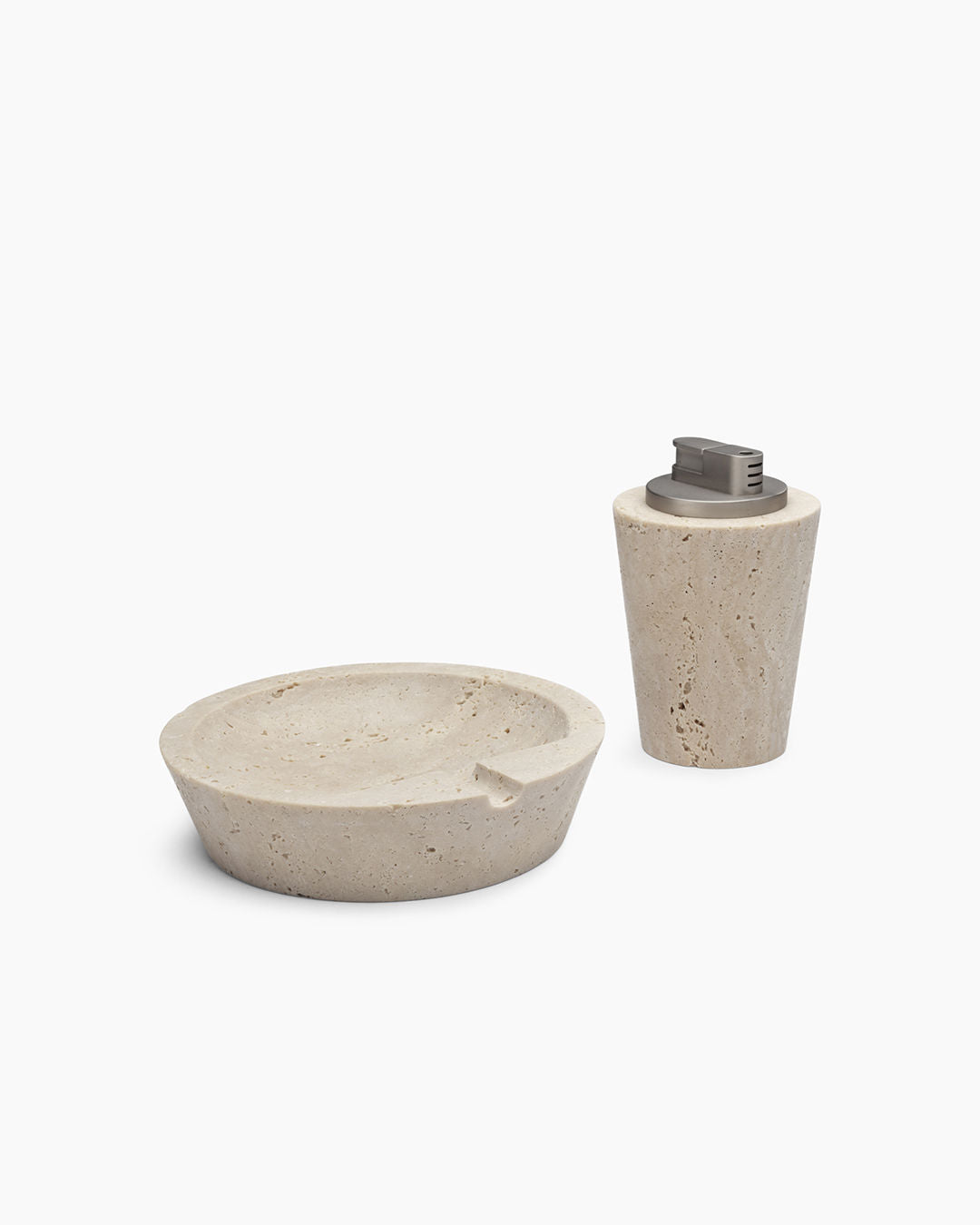 Ashtray in Travertine Stone — lifestyle setting