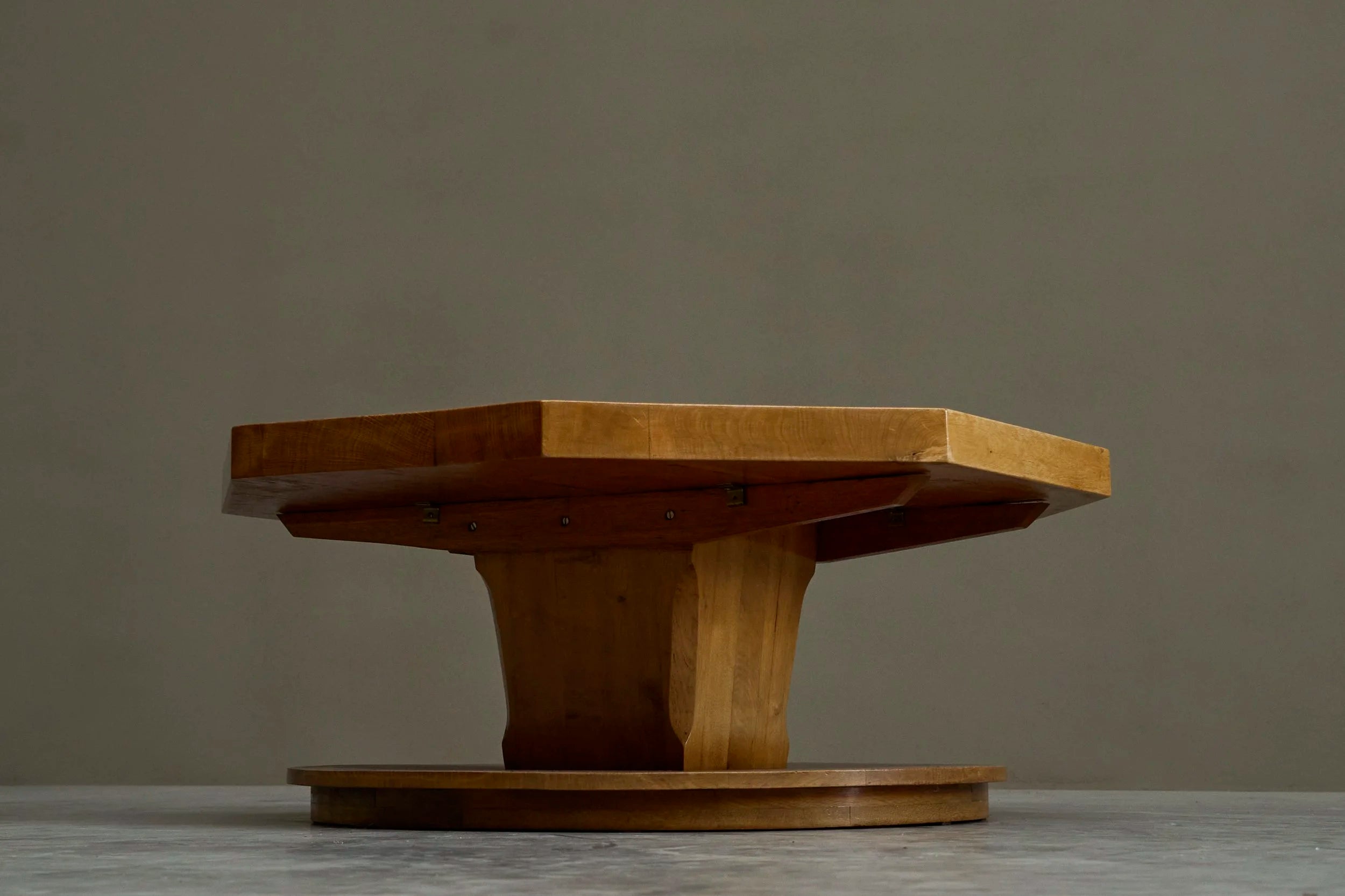 Unique Octagonal Coffee Table in Solid Oak with End Grain Wood, 1950s — alternate view