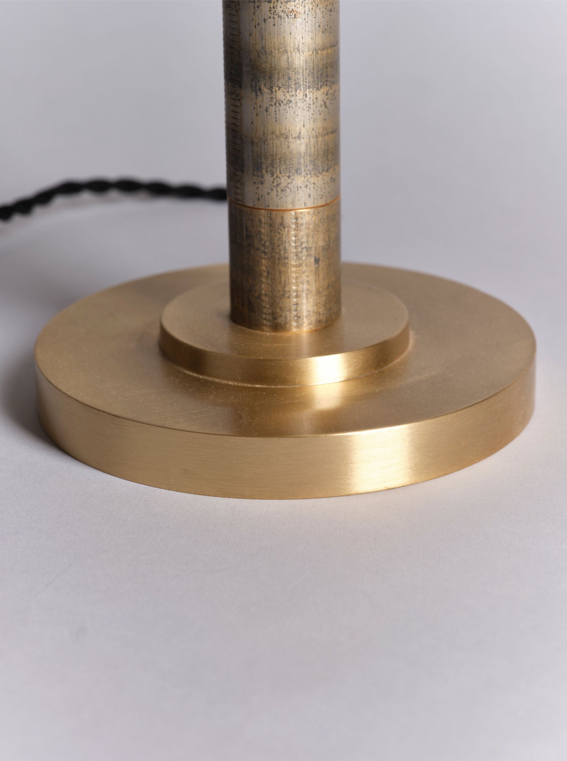 Louisa II Table Lamp — top view of brass base and pole