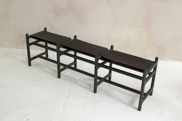 Lyndoe Bench in Solid Wood and Leather