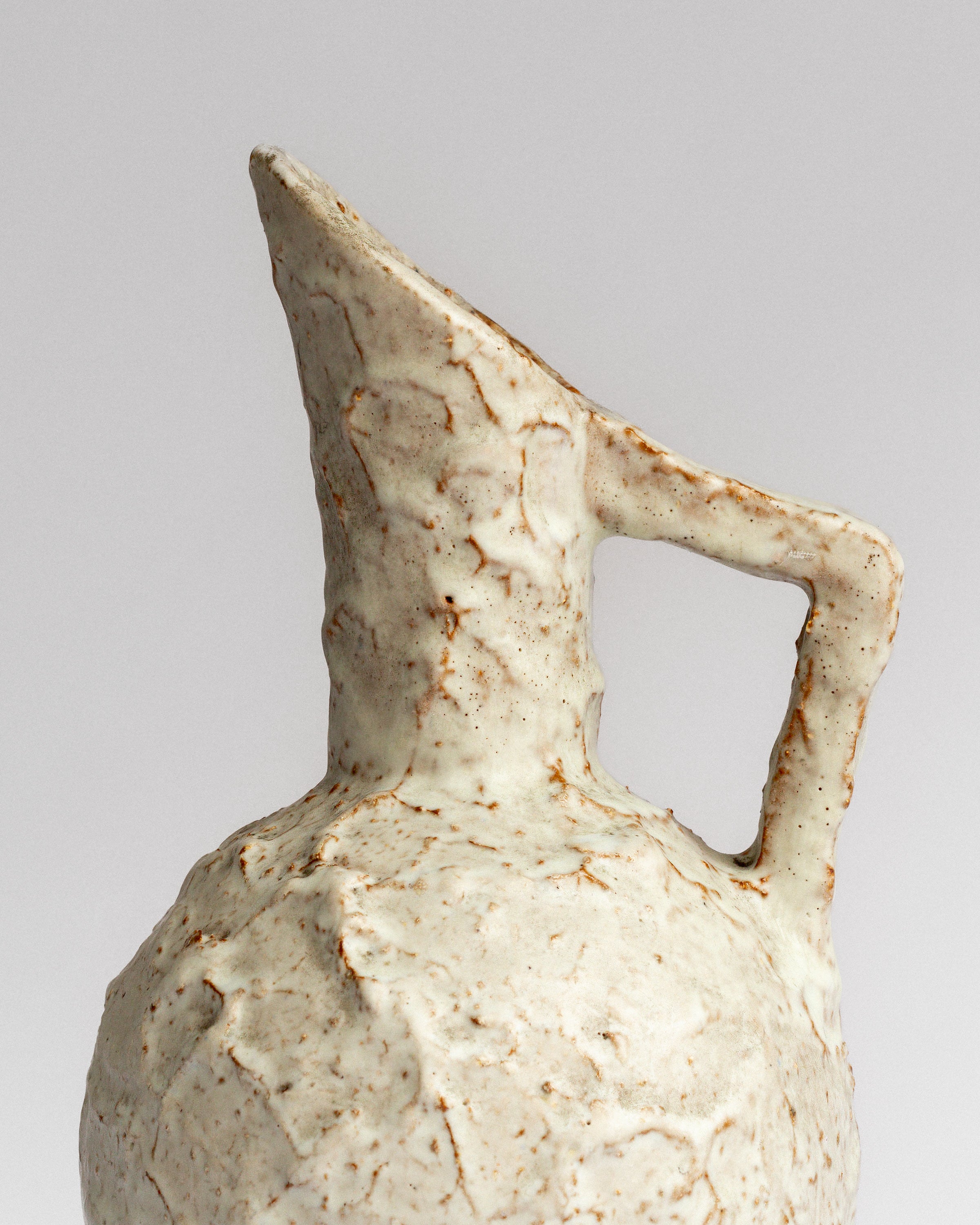 Sculptural Ceramic Pitcher by A&J Höganäs, Sweden, 1940s — lifestyle setting