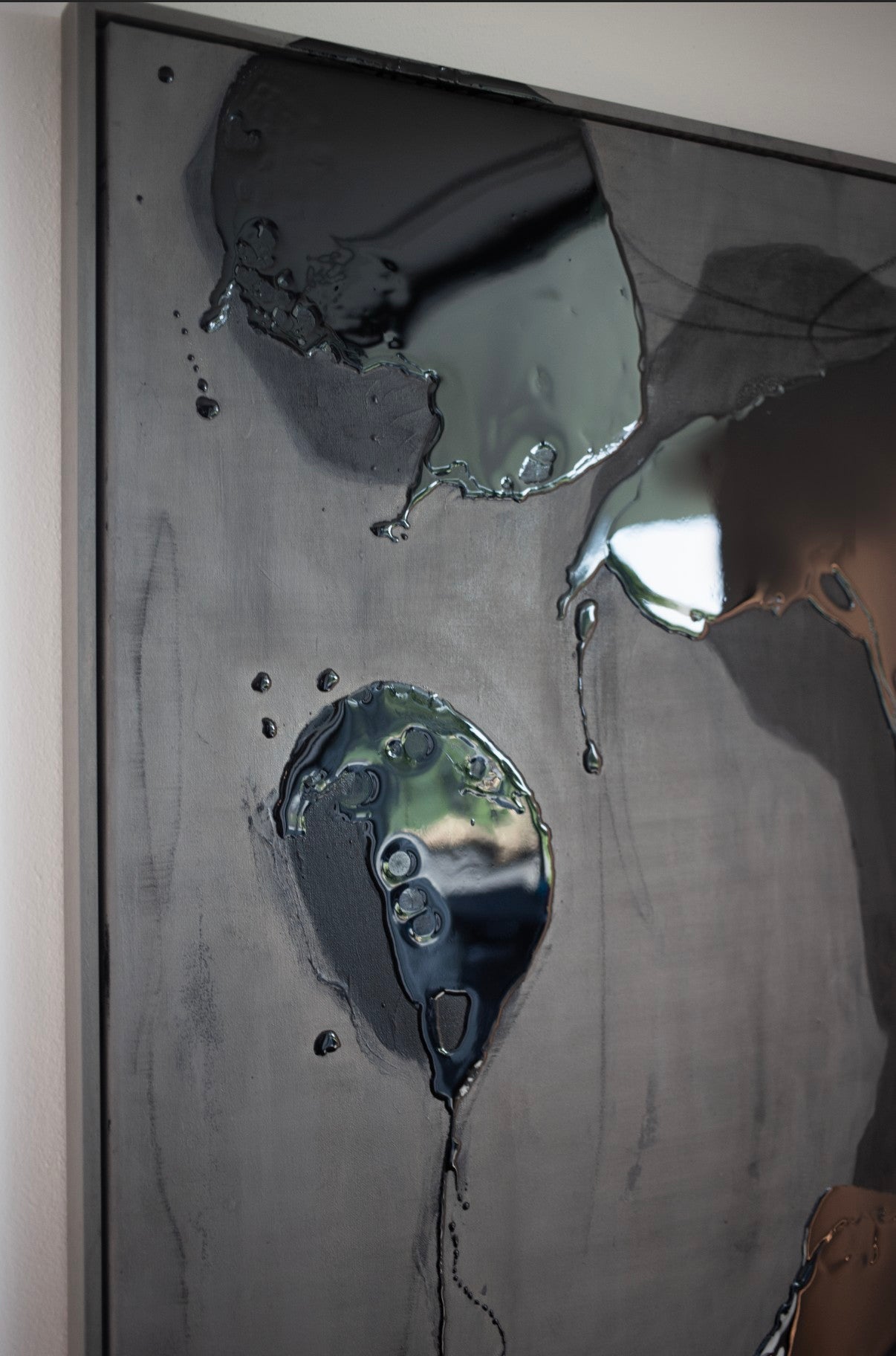 Echoes in Black - Painting — close-up of glossy black surface