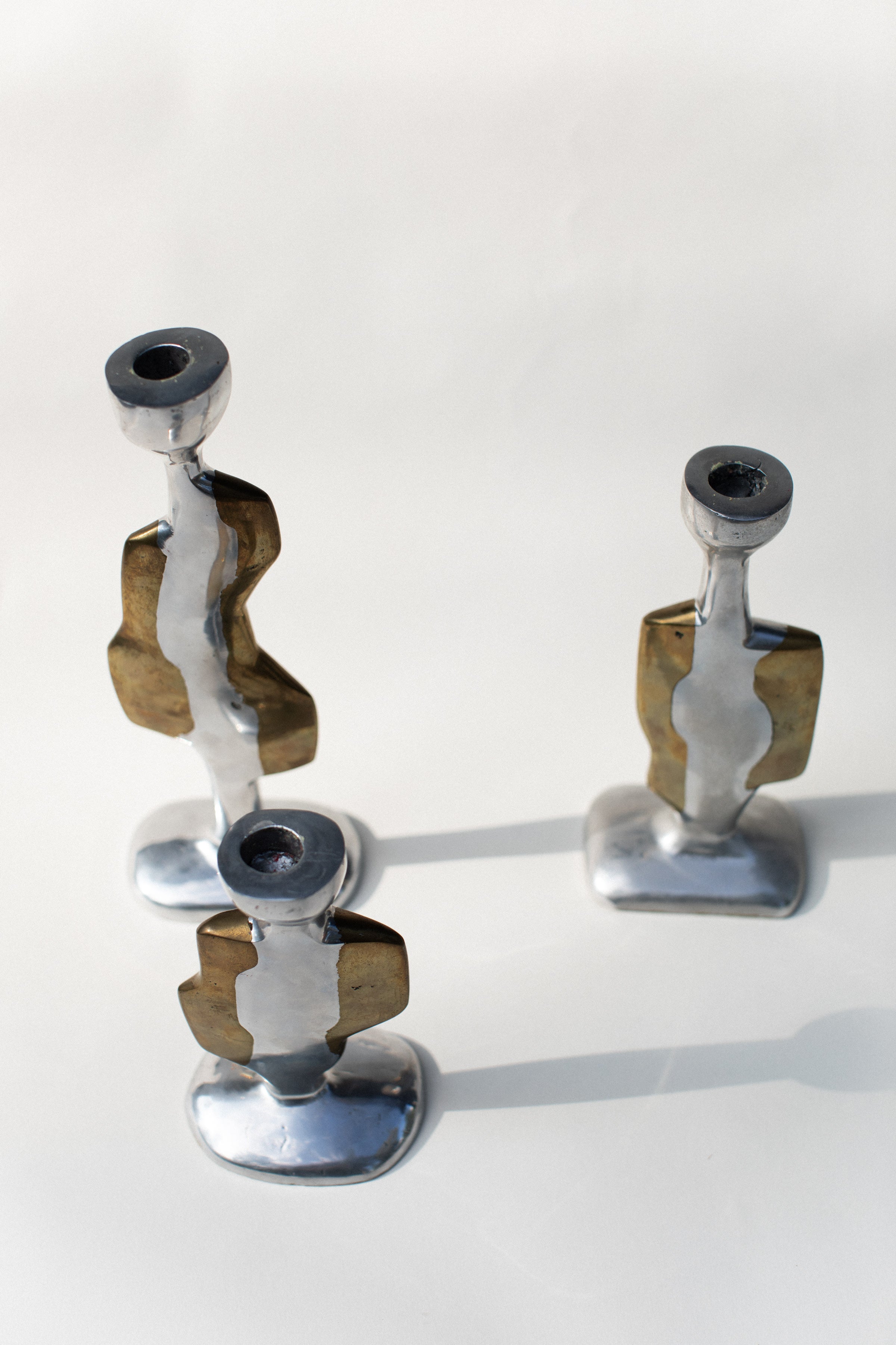 Three Brutalist Candleholders