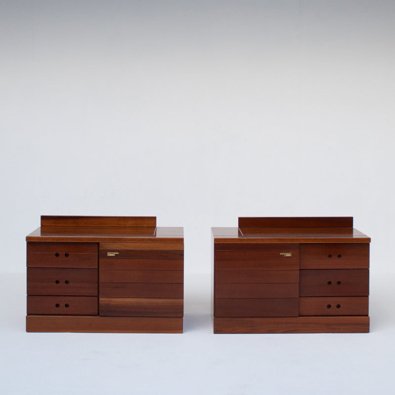 Set of Nightstands in Wood and Brass by Malata Antwerp | The Oblist — modern wood design
