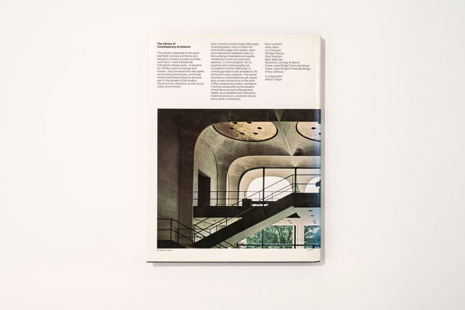 Philip Johnson, Library of Contemporary Architects, 1972 Architecture and Interiors Book — close-up