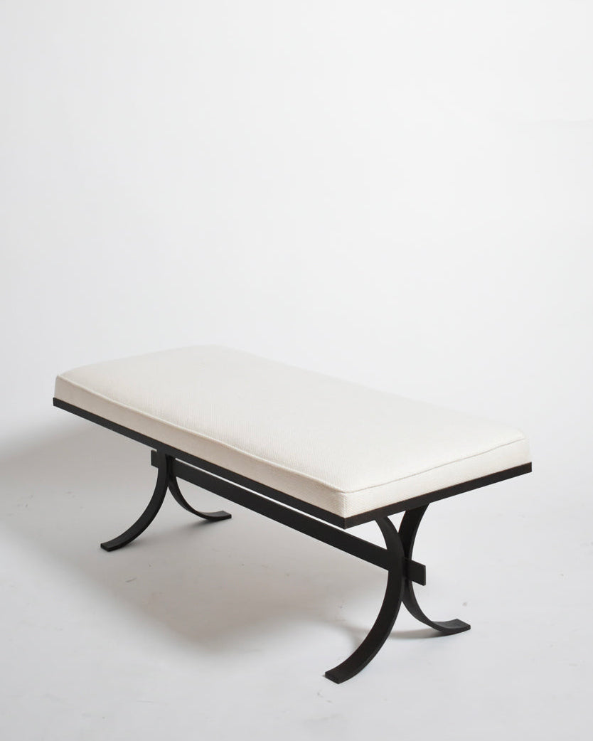 Brutalist Wrought Iron Bench, 1960s — side angle