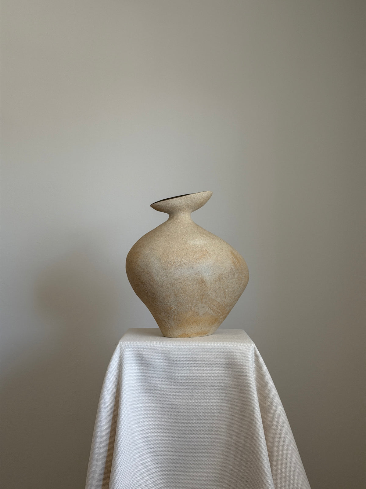 Asymmetric Vase in Ceramic and Stone | Wabi-sabi Sculptural Vase by Anastasia Babenko | The Oblist
