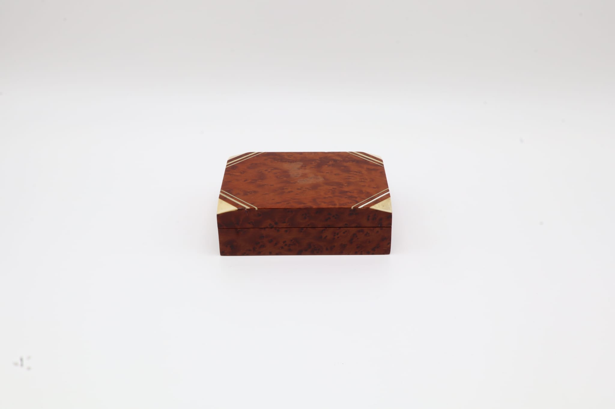 Mid-Century Italian Noble Hardwood Box (1950s-1960s) — side angle