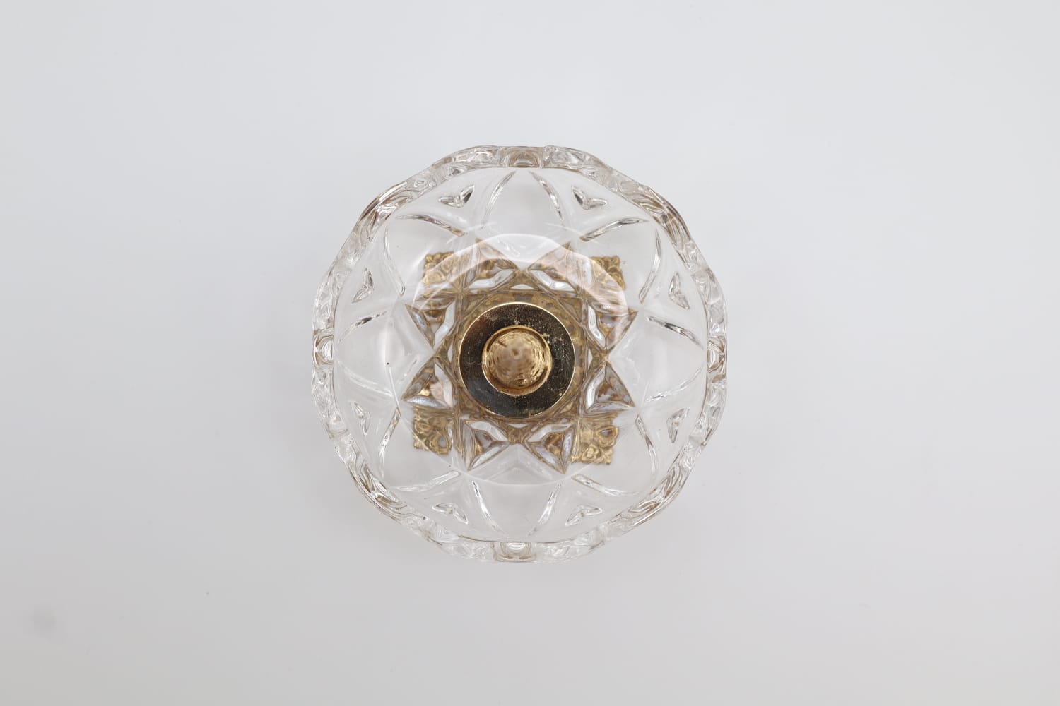 Vintage Killarney Crystal Ring Holder with Gold-Tone Accents (c. 1990) — side angle