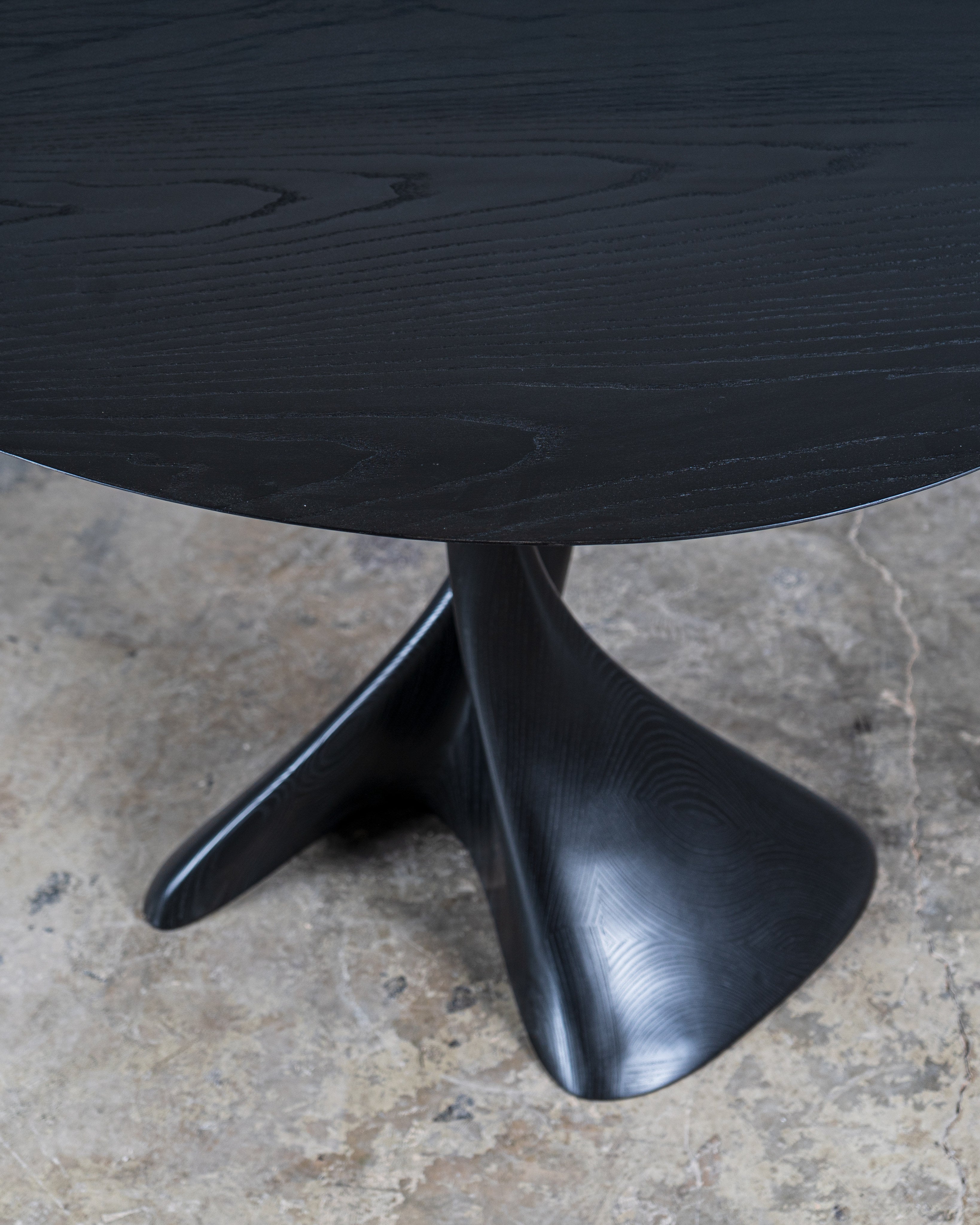 Sculptural Dervish Table in Ash wood Ebony stain — in context