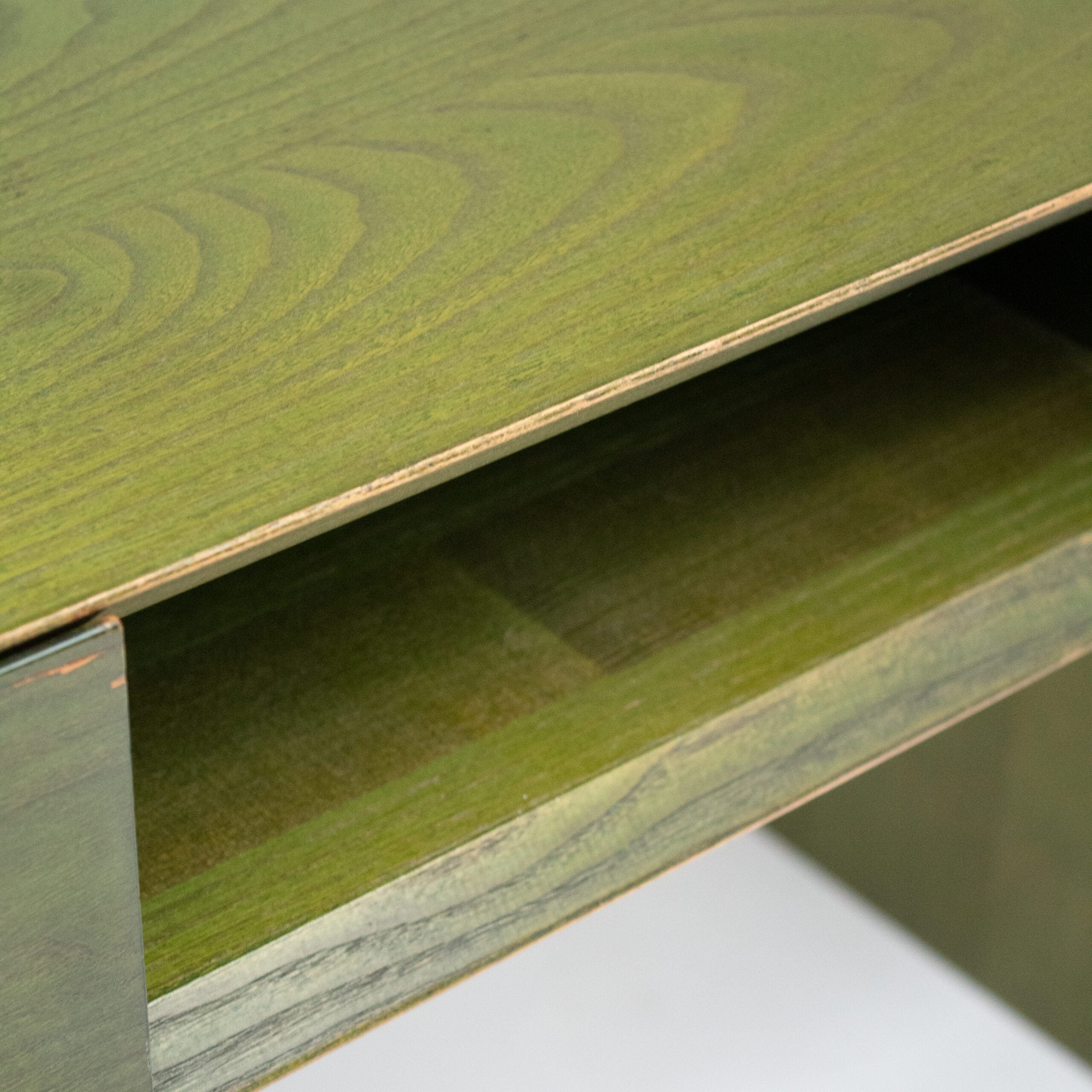Vintage Desk by Derk Jan de Vries — close-up of green wood texture