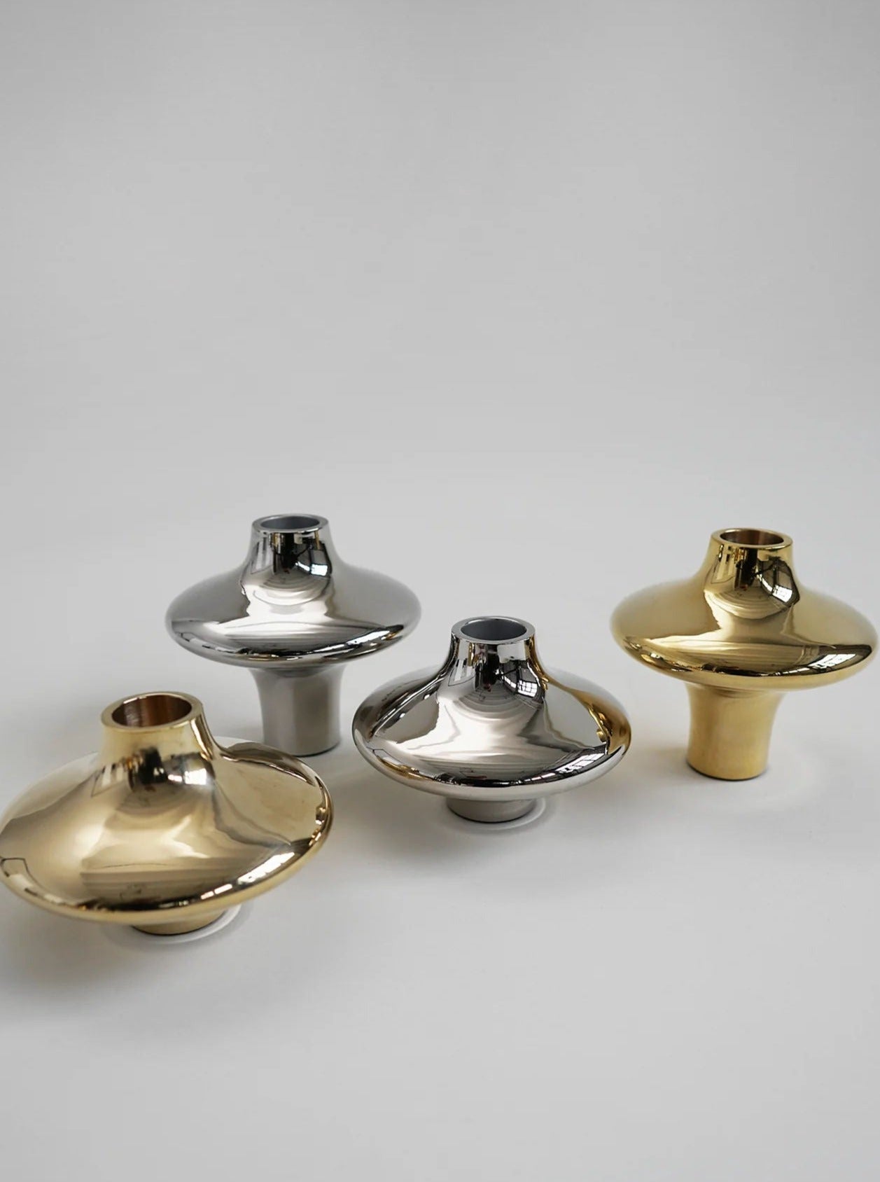 Doublet Candleholder - Small - Silver — back view showing reflective silver finish