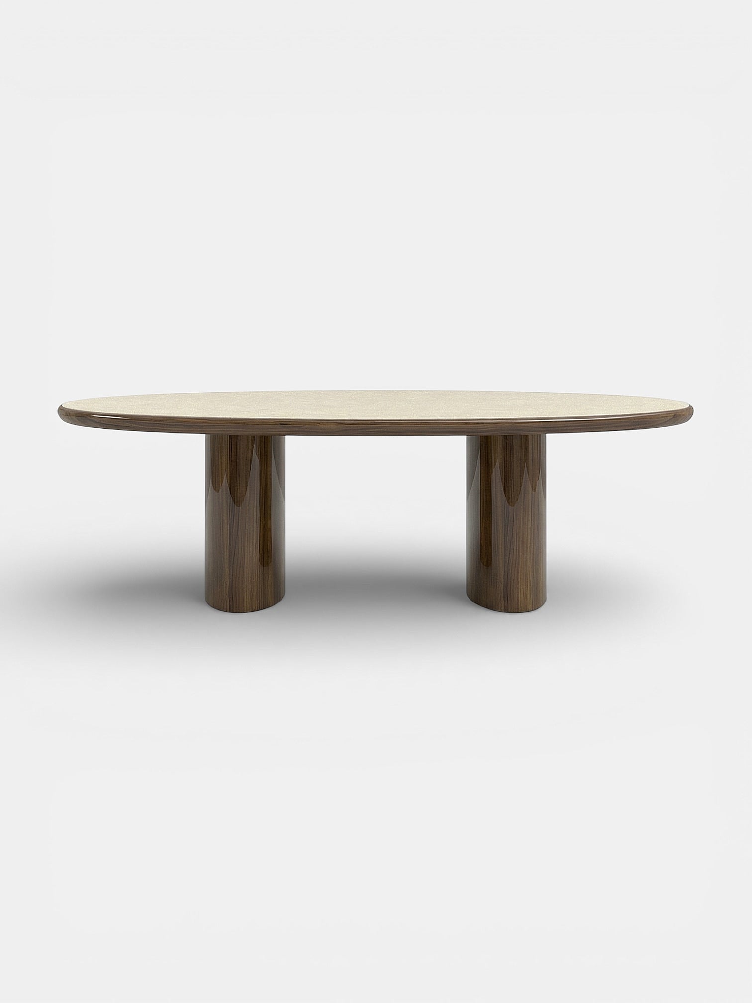 Carla Wood And Travertine Dining Table by Marbera | The Oblist
