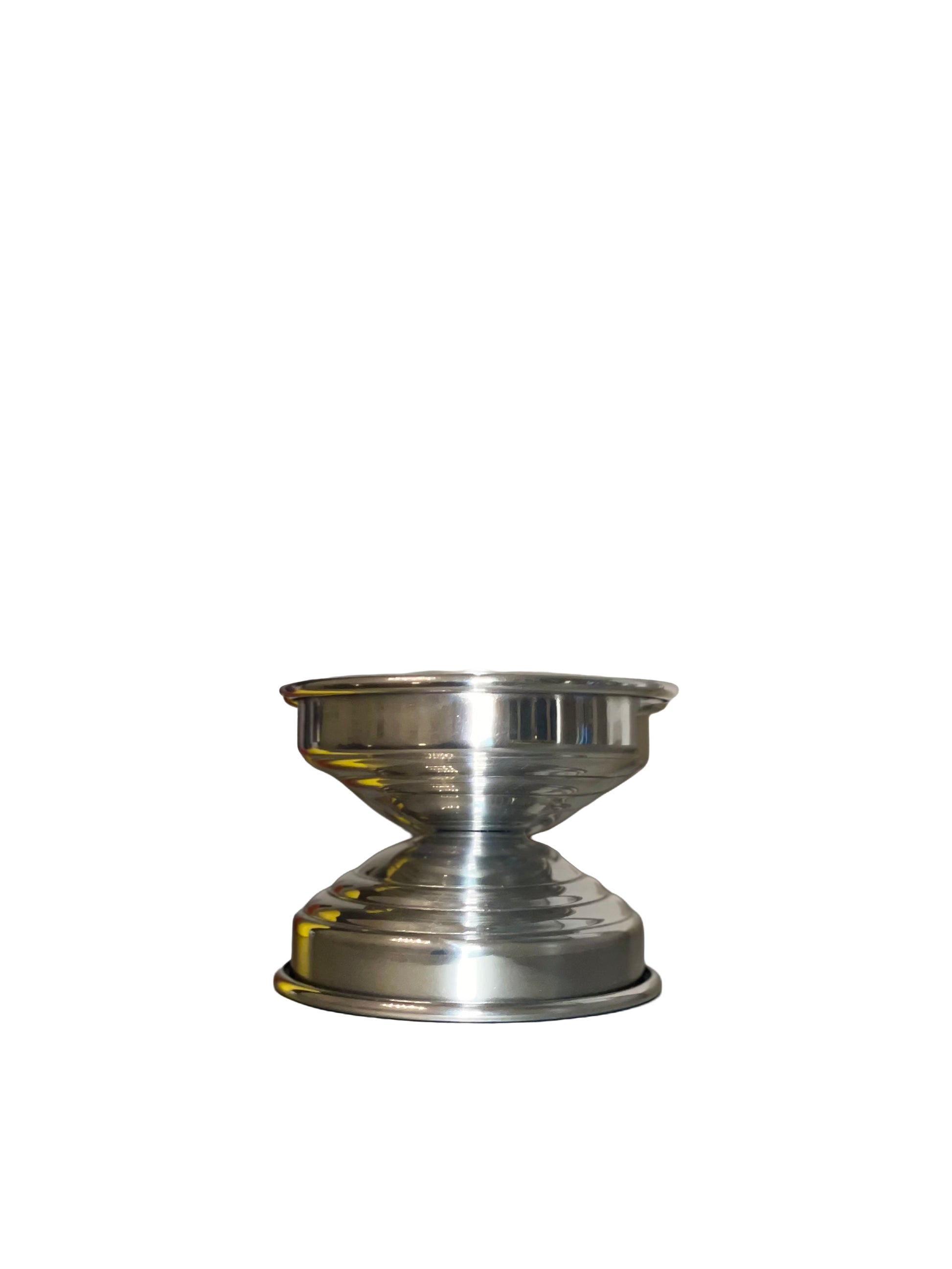 Polished Metal Candle Holders in Polished aluminum — side view on white background