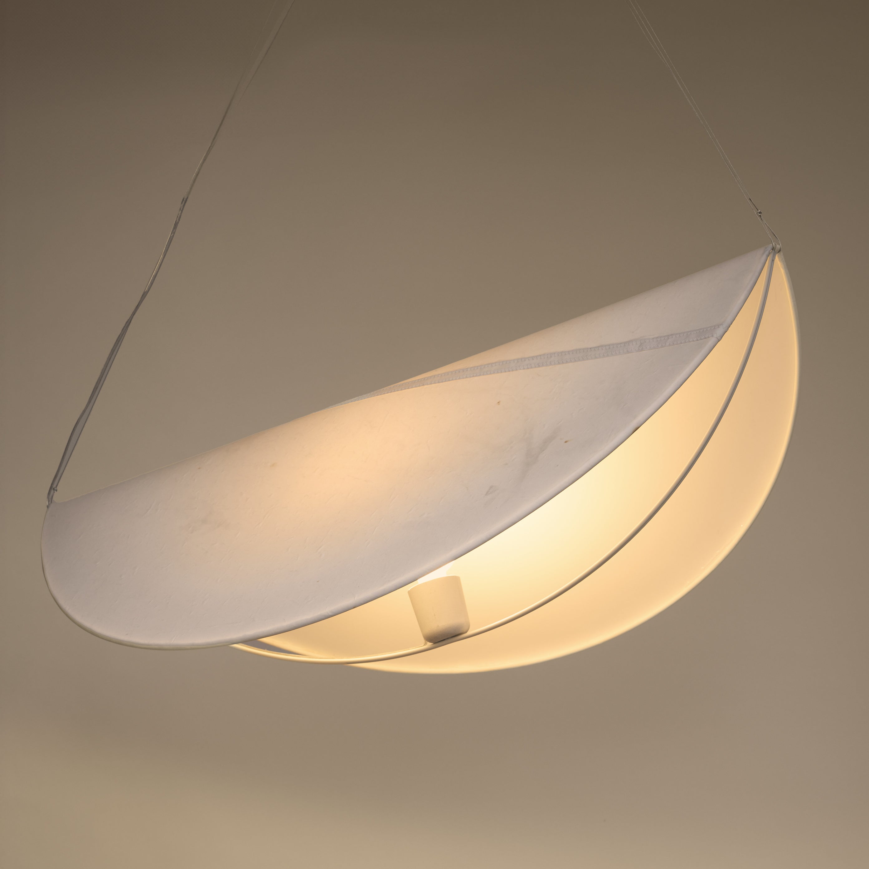 Reminder 002 – Pearl – Ceiling Light — back view showing white fabric shade