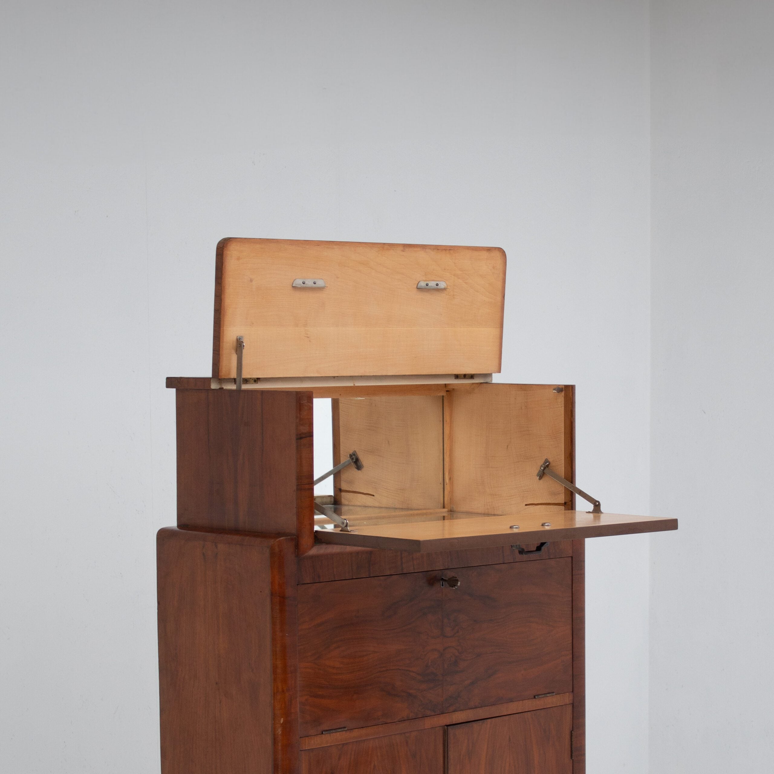 Vintage Biedermeier Secretary Cabinet in Walnut Veneer — additional view