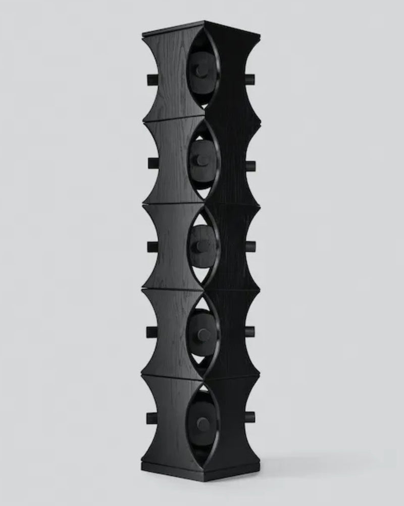Solid Oak Totem Cabinet - KABIKI Limited Edition by Daniel Couttolenc, Black Finish by Daniel Couttolenc