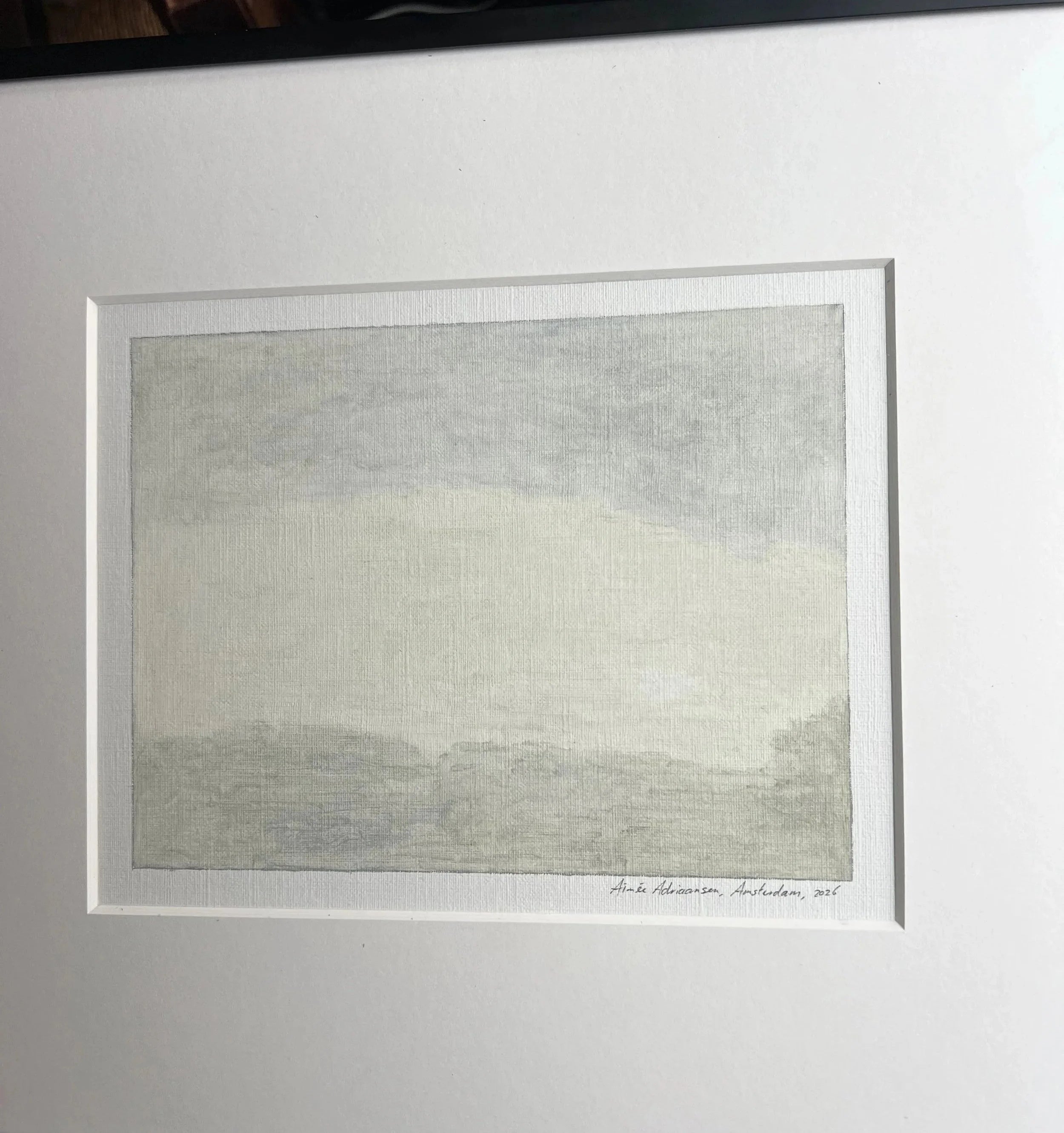 Oil Painting on Paper - 22 — framed in neutral-toned living room setting