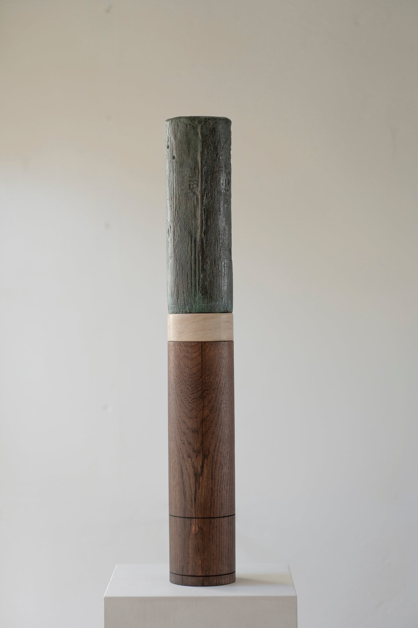 Cylinder V | Bronze, Stone & Oak Sculpture