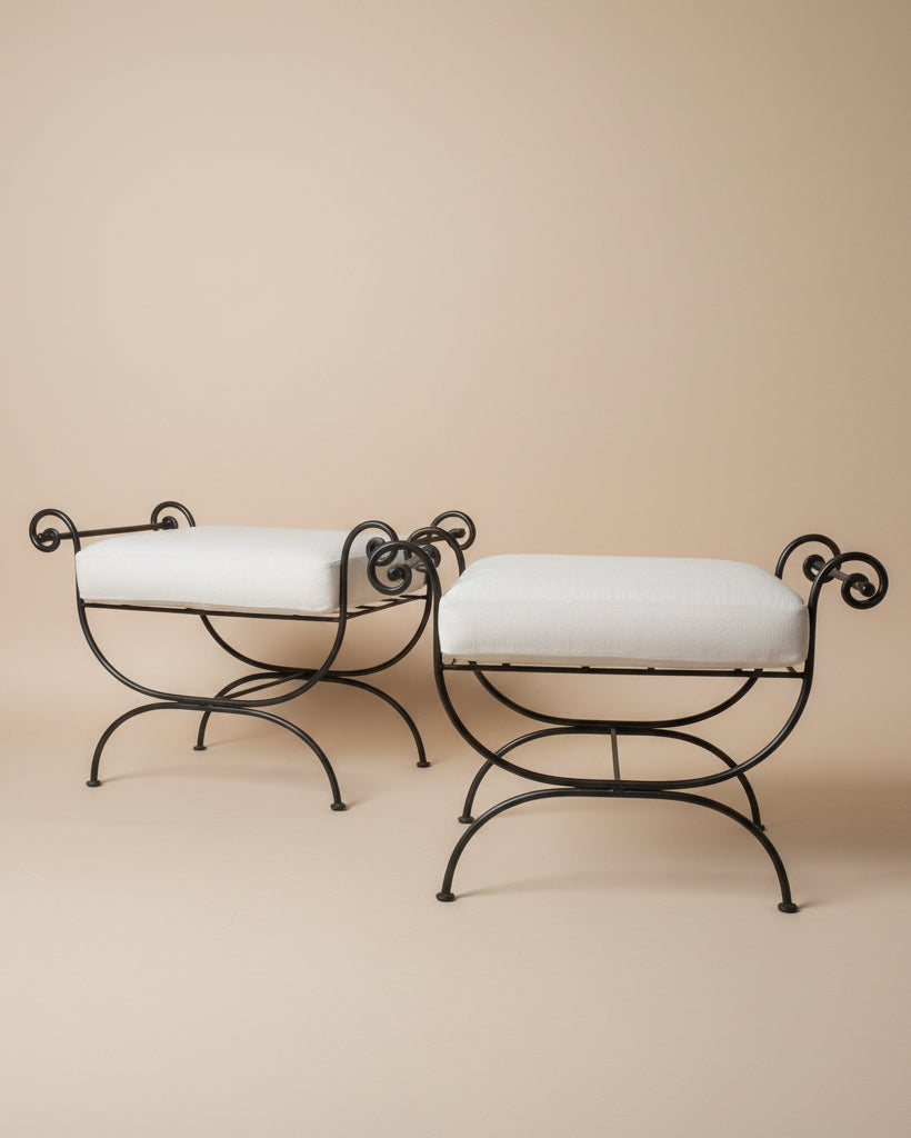 Large Pair of Italian Curule Stools, c.1950 — detail view