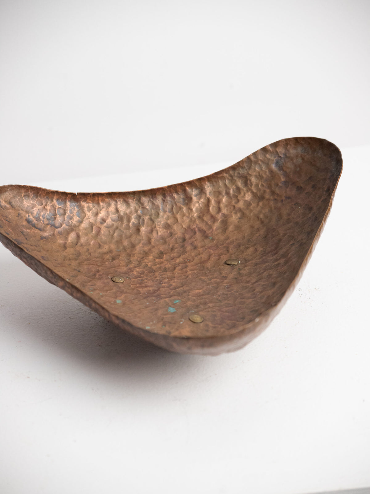 Hand-Hammered Copper Tray on Ball Feet, Scandinavian Craft, 1950s — alternate view