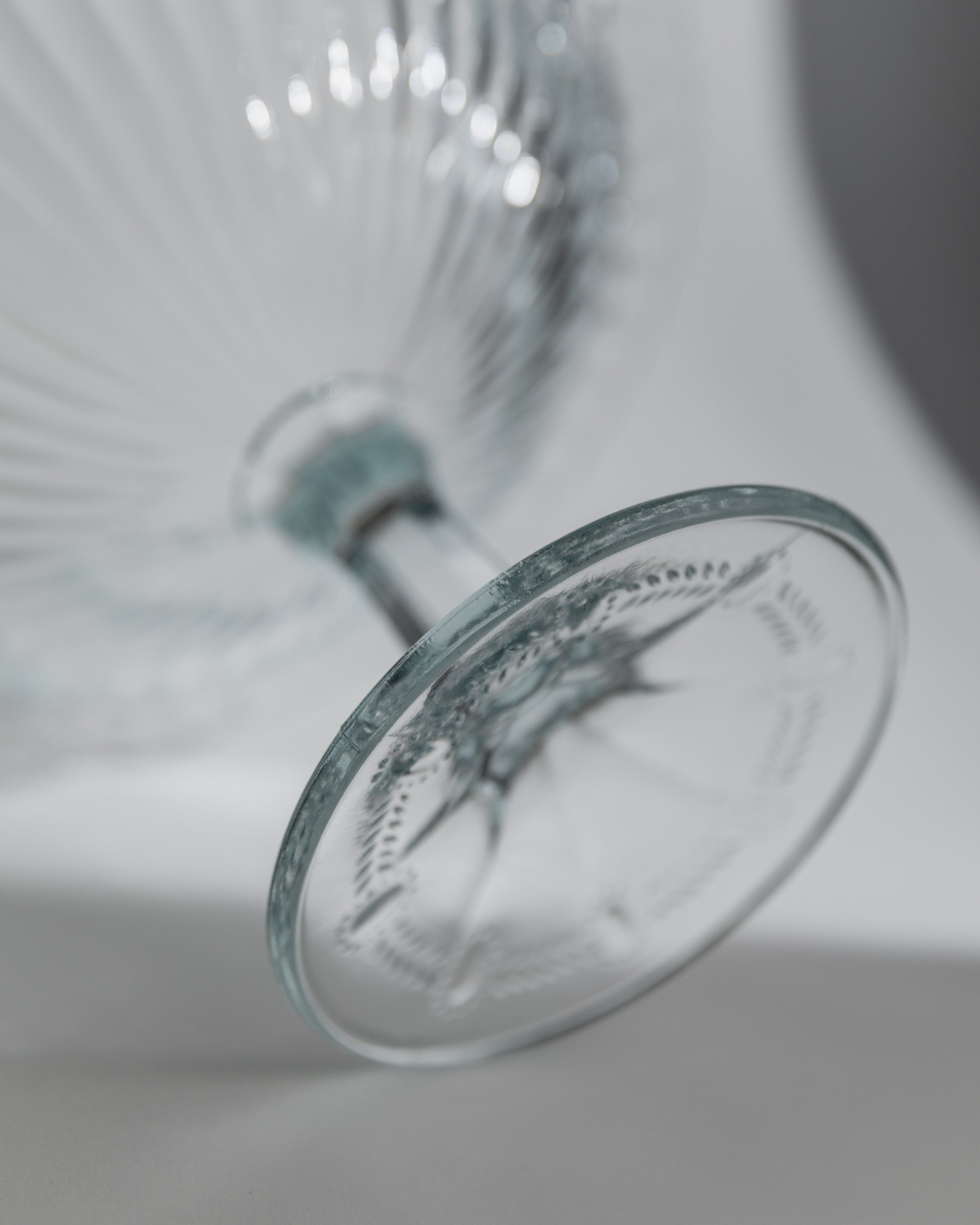 Crystal glass serving dish rim detail showing 1910s Polish craftsmanship