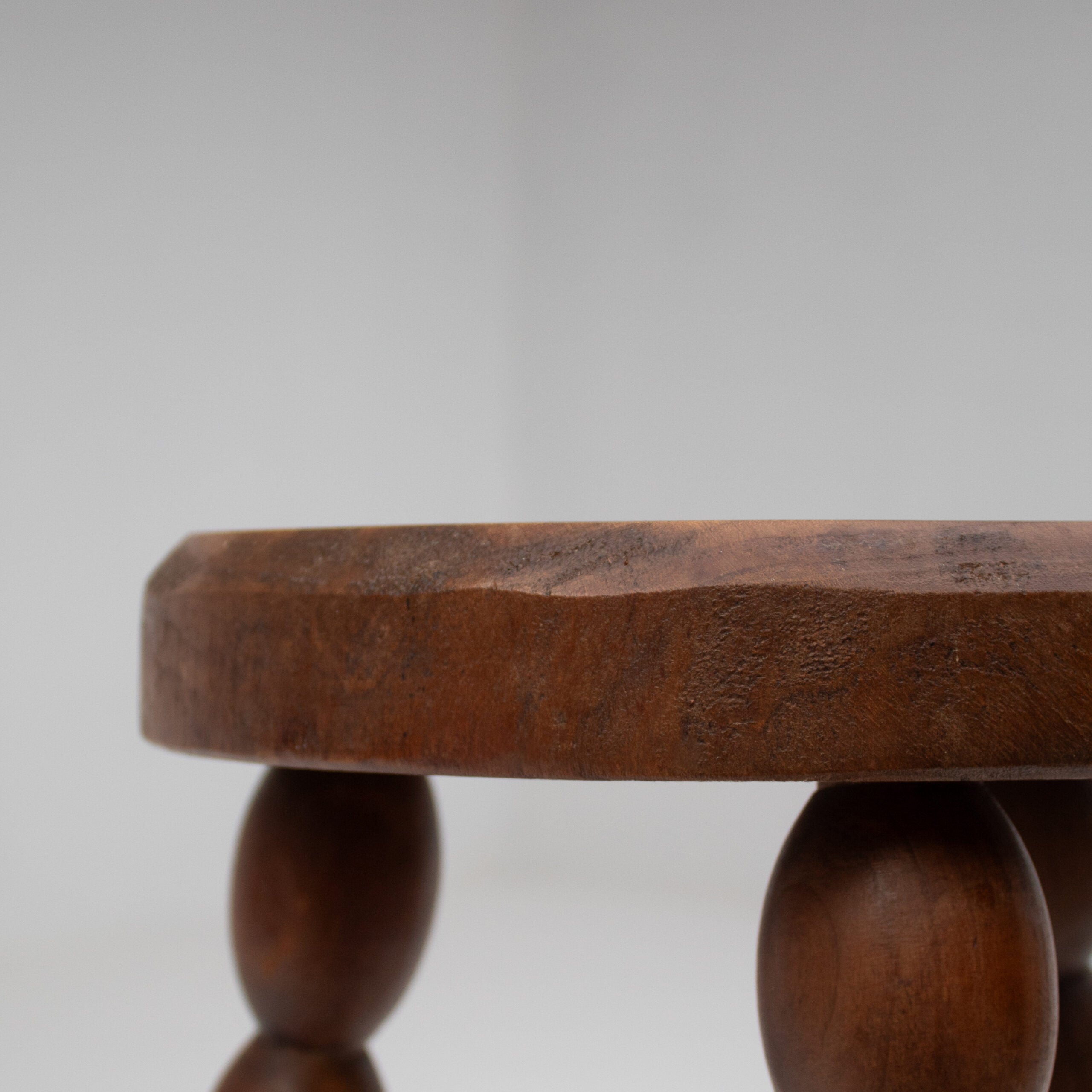 Bobbin Stool in Solid Walnut Wood — side angle