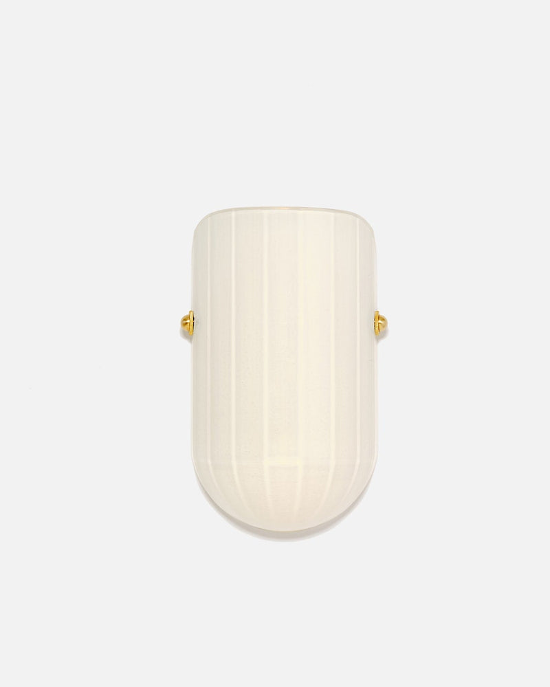 Selene blown quartz glass wall sconce with brass mounting details