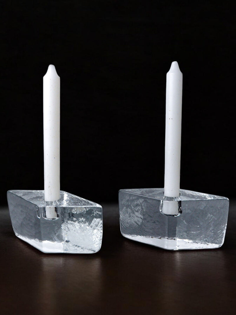 Pair of icicle candlesticks, Murano glass, Italy, 1970 by Malamar Studio | The Oblist