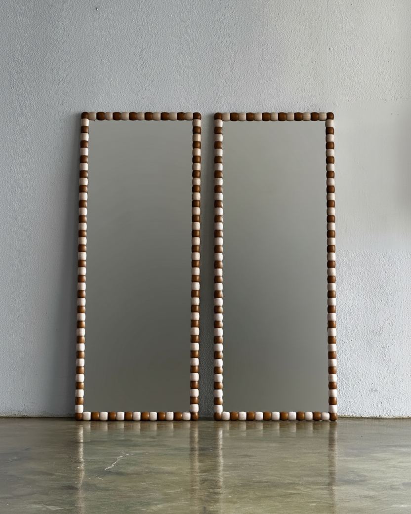 Onde Mirror in Wood (Brown) by Studio Kallang | The Oblist