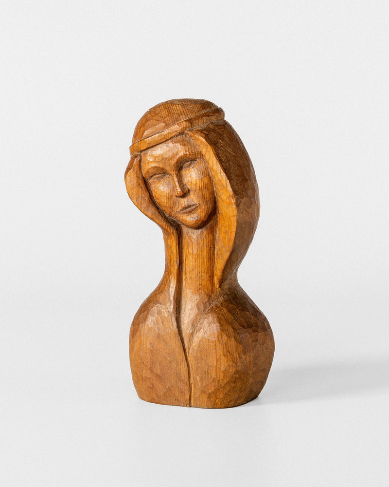 Hand-Carved Wooden Sculpture, 1960s by Spigel | The Oblist — handcrafted natural wood finish