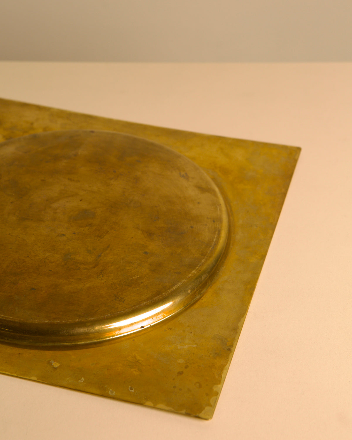Large Italian square brass catch-all, 1960s — in context