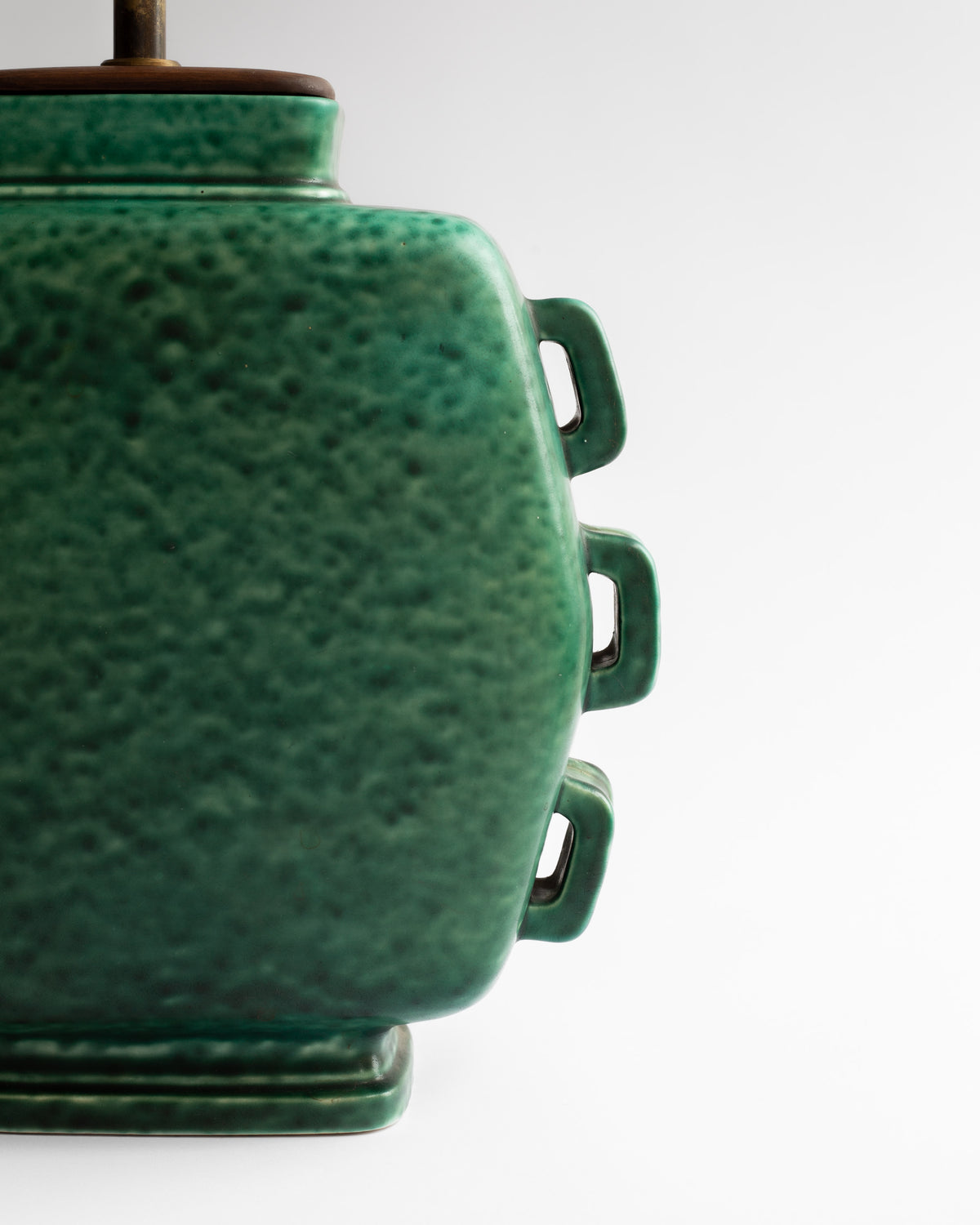 Emerald Stoneware Table Lamp by Wilhelm Kåge, Sweden, 1930s — lifestyle setting