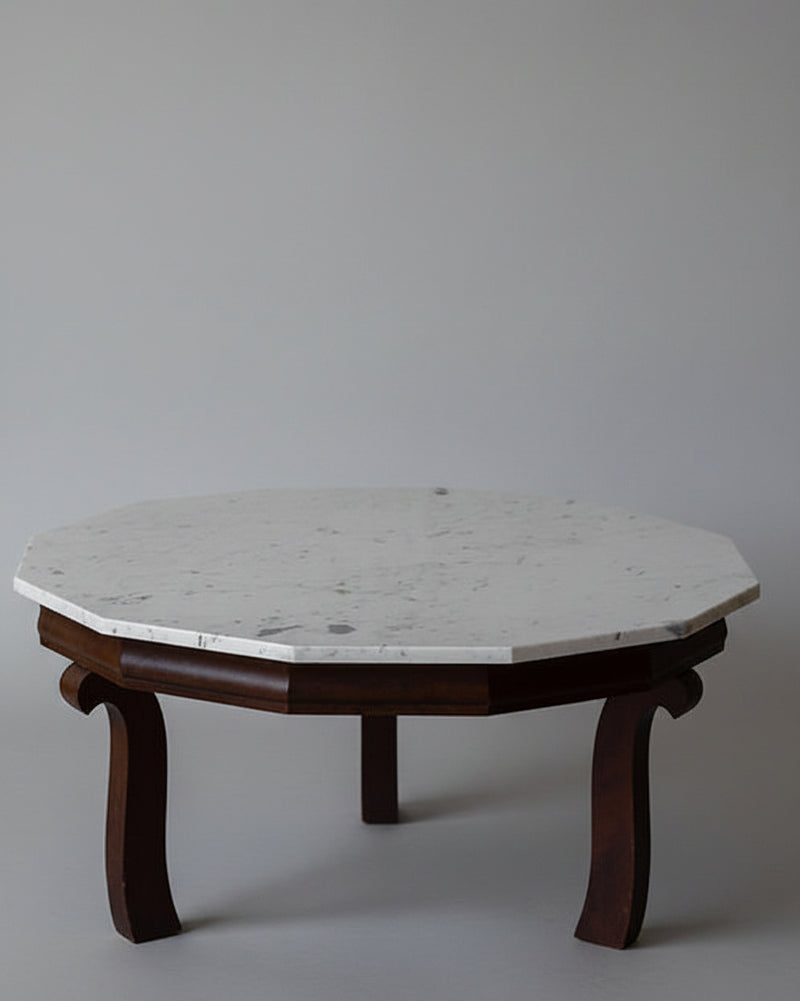 Art Deco Marble Coffee Table — side angle