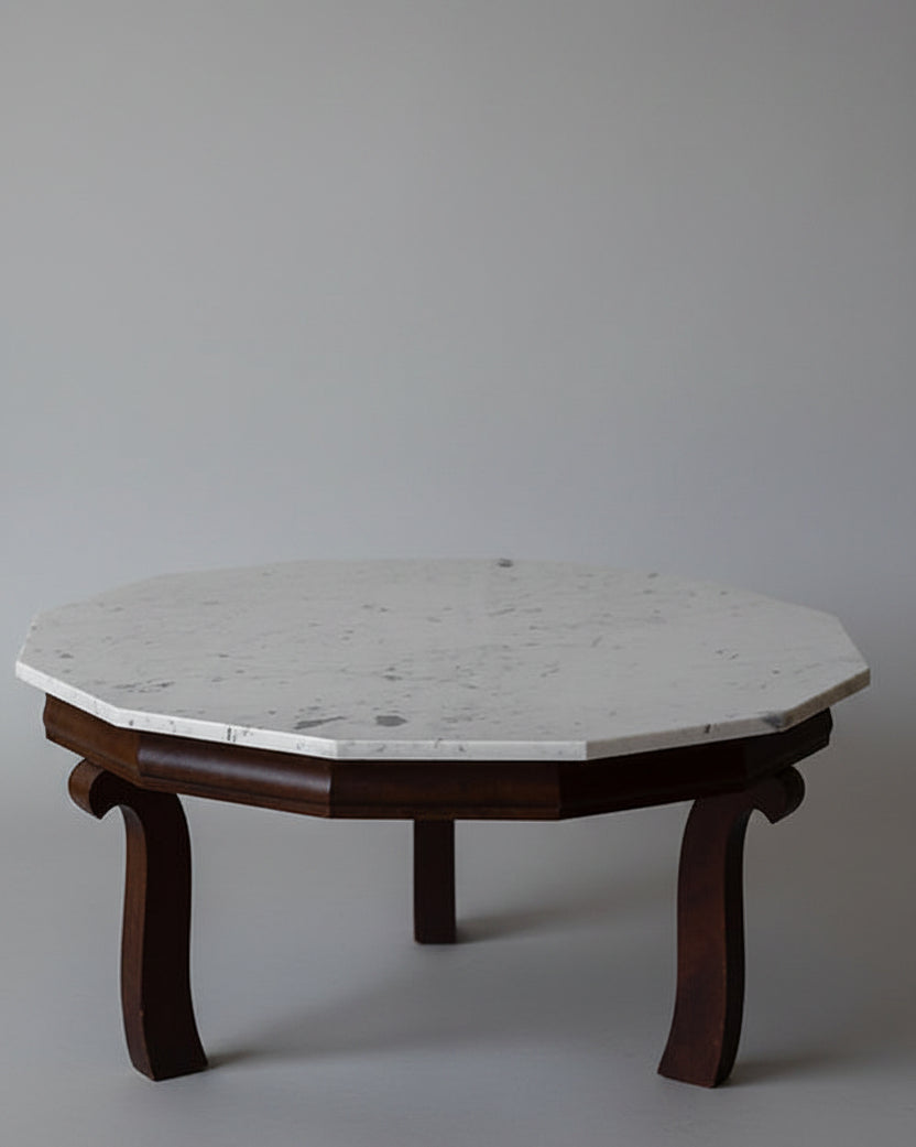Art Deco Marble Coffee Table — side angle