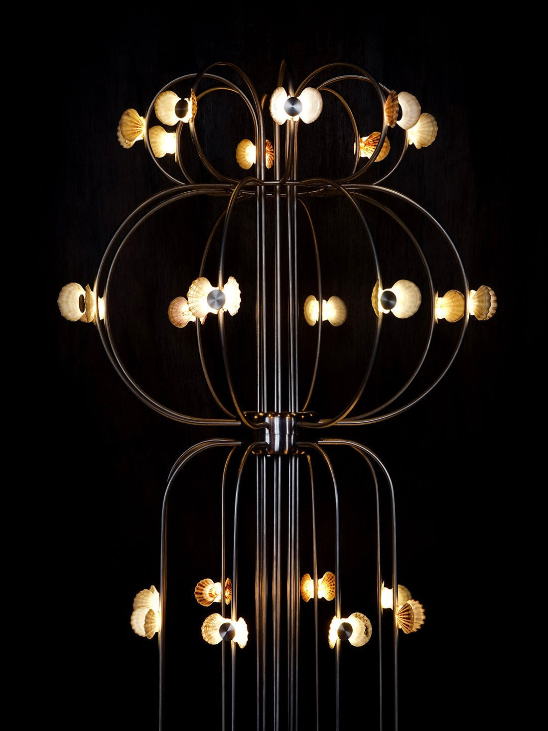 The Floor Lamp With Shells — top view showing circular shell light fixtures