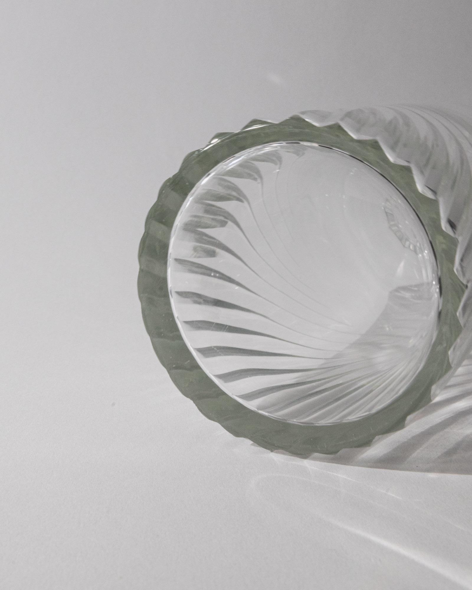 1960s Murano Glass Decanter — close-up of clear glass with ribbed texture