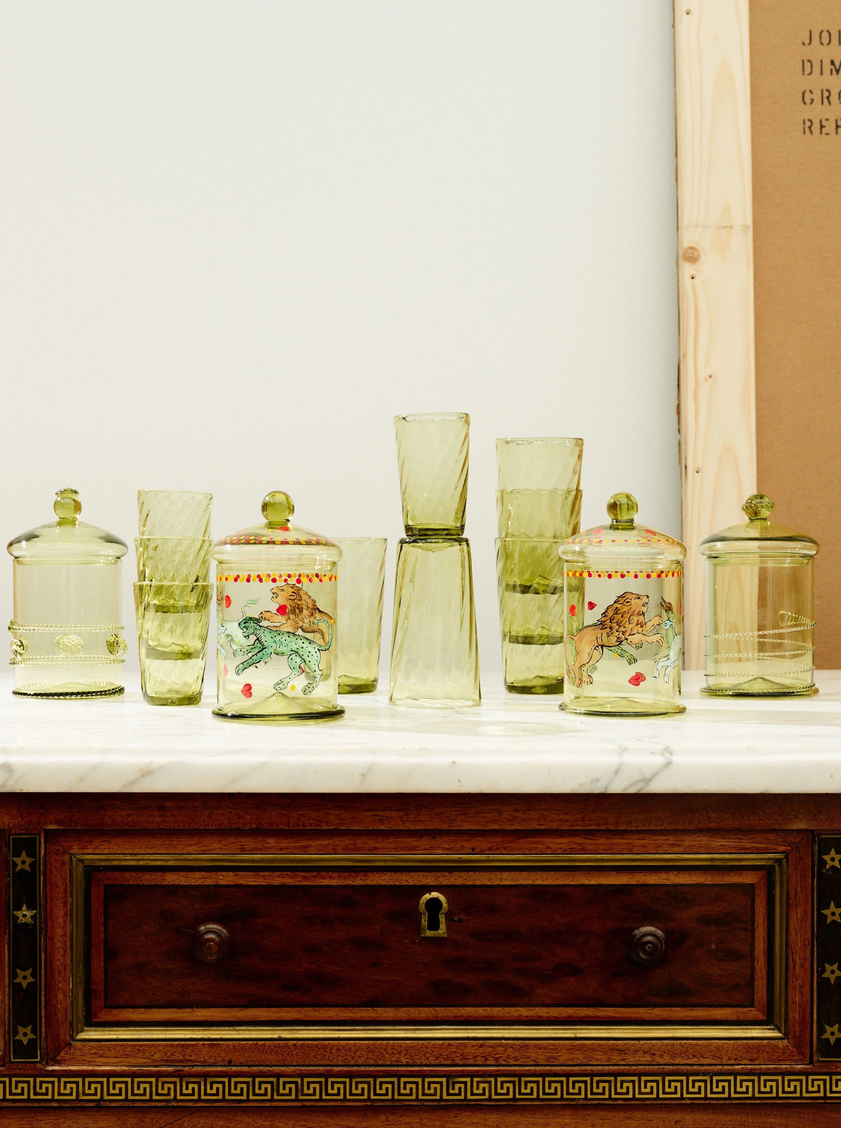Karl Glass Large - Set of Four — side angle on marble surface