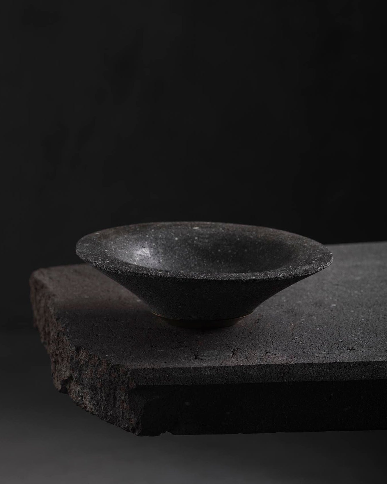 CHIMBORAZO Decorative Volcanic Stone Bowl with Aged Bronze Detail — detail view