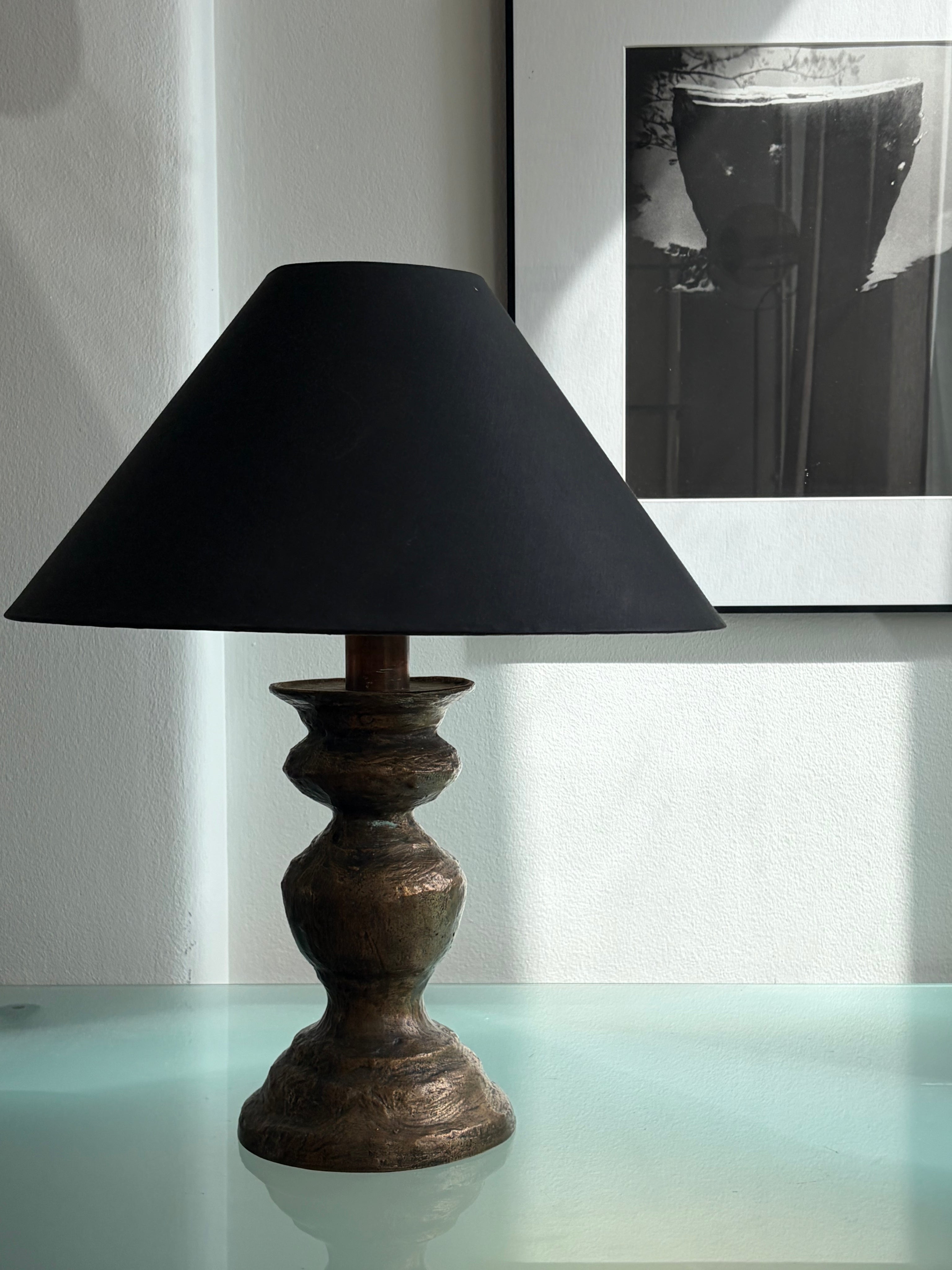 Sculptural Bronze Table Lamp, attributed to Kalmar, 1960s, Austria — side angle
