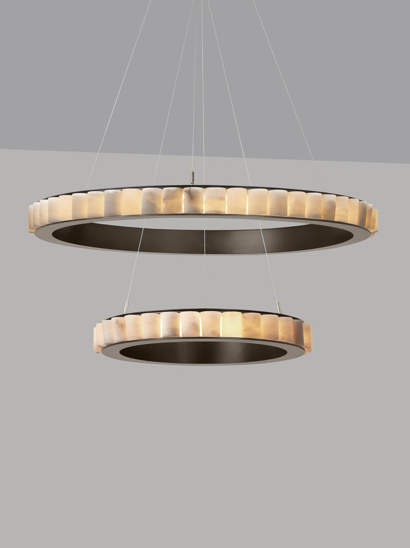 AVALON Halo Chandelier With Ceiling Rose — close-up of circular shell design